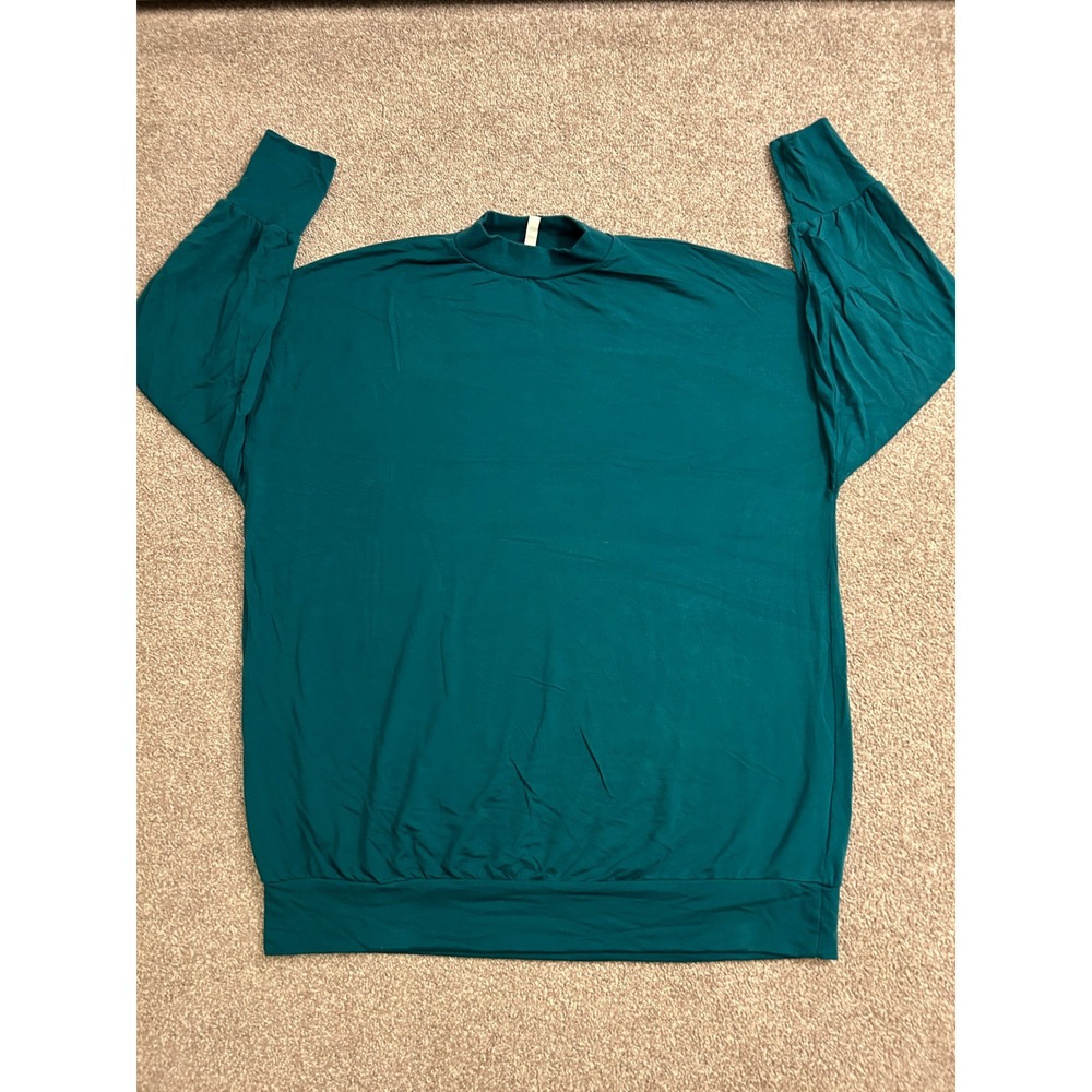 Fabletics Sweatshirt Womens Large Teal Excellent Mock Neck Oversized LS2146675